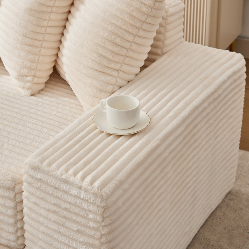 Canapé-lit 109,4 po beige, convertible, sans assemblage, peu encombrant, Velours côtelé beige