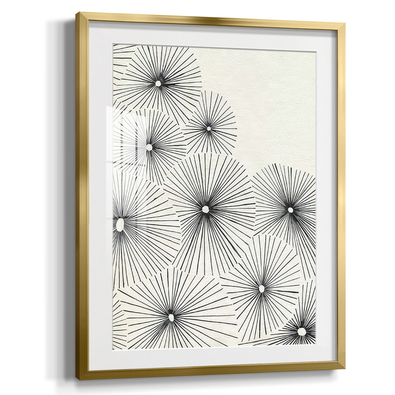 «Hazy Summer II» - impression d'un seul cadre photo, Papier avec cadre doré, Blanc