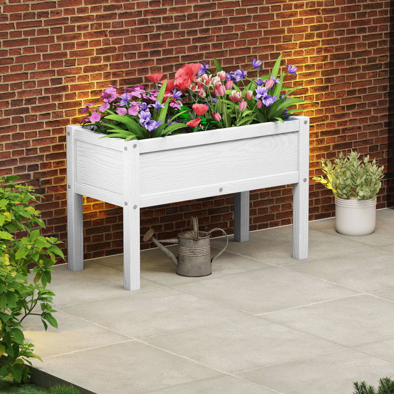 Lit de jardin surélevé avec jardinière surélevée, Blanc