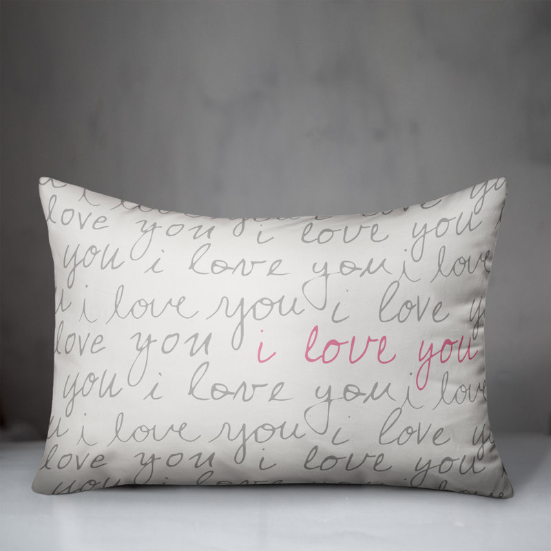  I Love You Script Lumbar Pillow