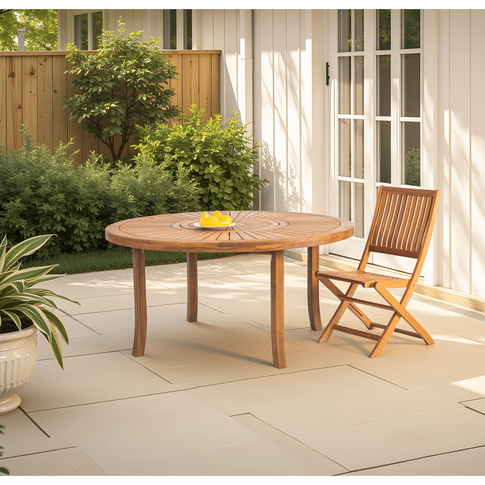 Dani Acacia Patio Dining Table, 29.5" H x 59.1" W x 59.1" D