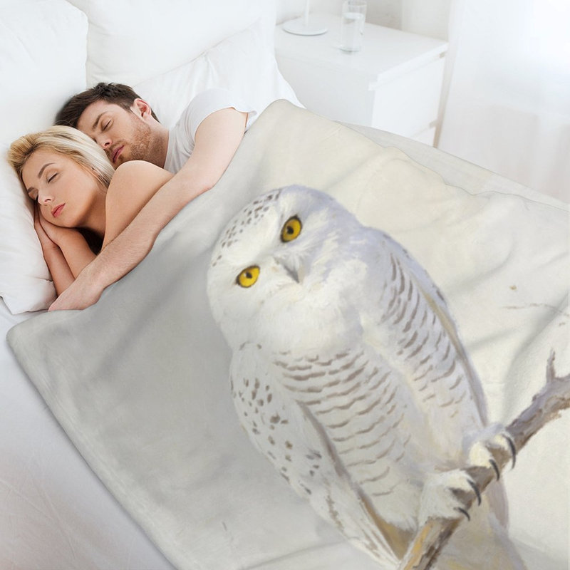 Jeté en flanelle Snowy Owl Branch Luxury, 50 x 60 po