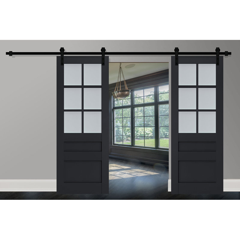 Portes de grange en bois givré Veregio, Antracite, 36 po x 96 po