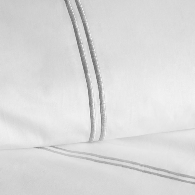 Stripe Sateen Duvet Cover, Twin, Gray