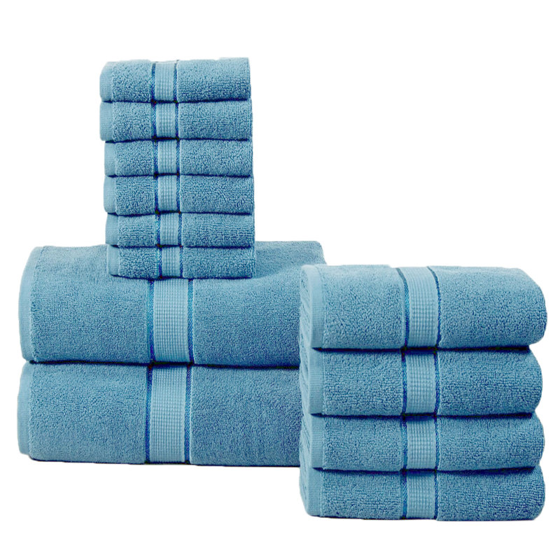Ensemble de serviettes en coton à 100 % de douze articles, Bleu pierre