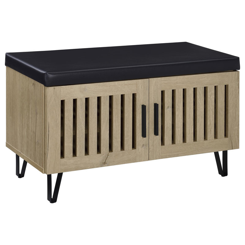 Clackamas Smoked Oak 2-Door Storage Bench, White Oak