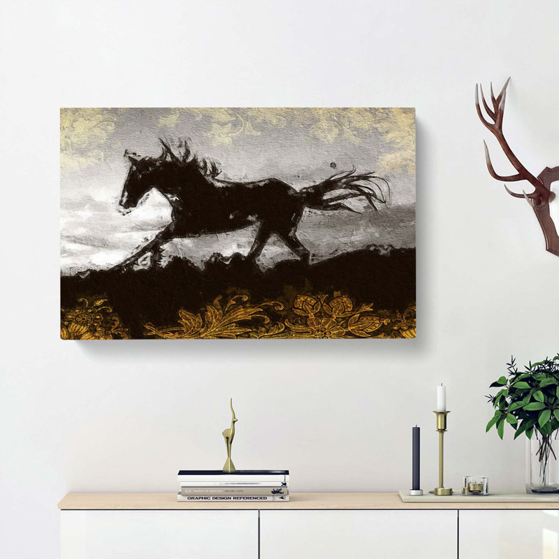 Galloping Horse In Abstract - Wrapped Canvas, 40cm H x 60cm W x 3cm D