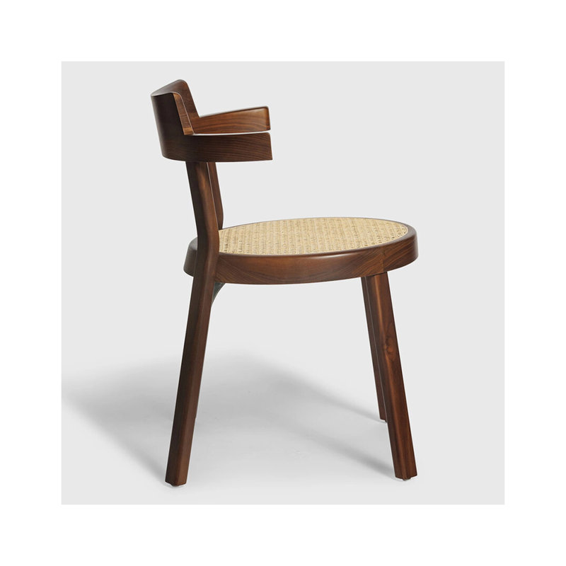 Pagoda Solid Wood Arm Chair, Natural Walnut
