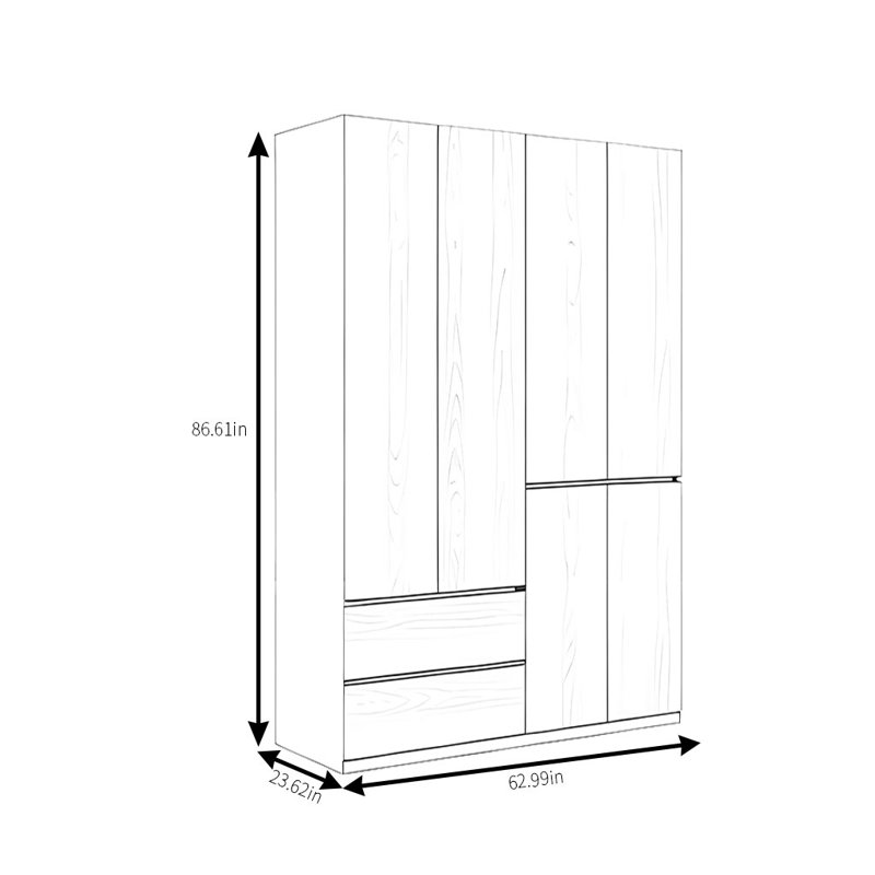 Simple And Practical Wardrobe, 86.61" H x 62.99" W x 23.62" D