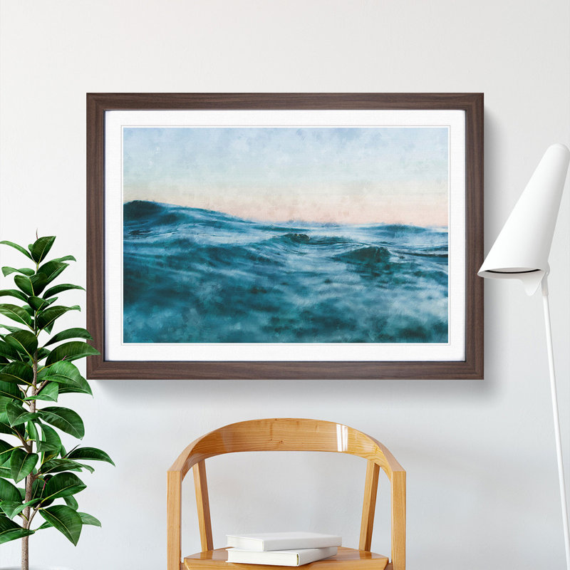 Rising Ocean - Framed Print, 24cm H x 33cm W x 2cm D, Walnut Framed