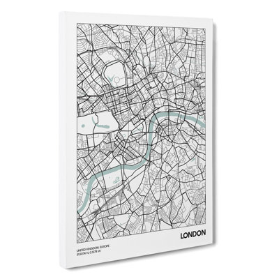 Map London UK - Wrapped Canvas