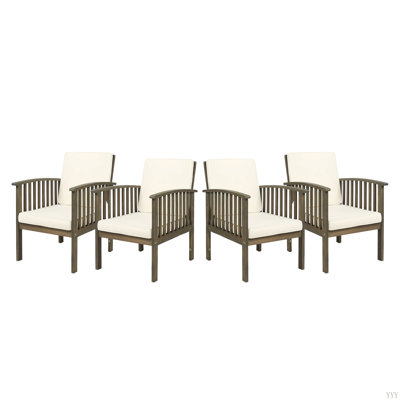 Ensemble de 4 chaises d'extérieur en bois d'acacia pour l'extérieur
