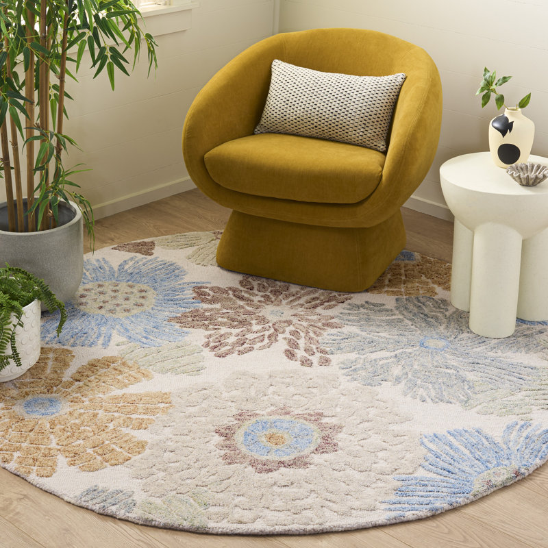Jardin 466 Hand Tufted 80% Wool; 20% Cotton Floral Rug, Round 6'