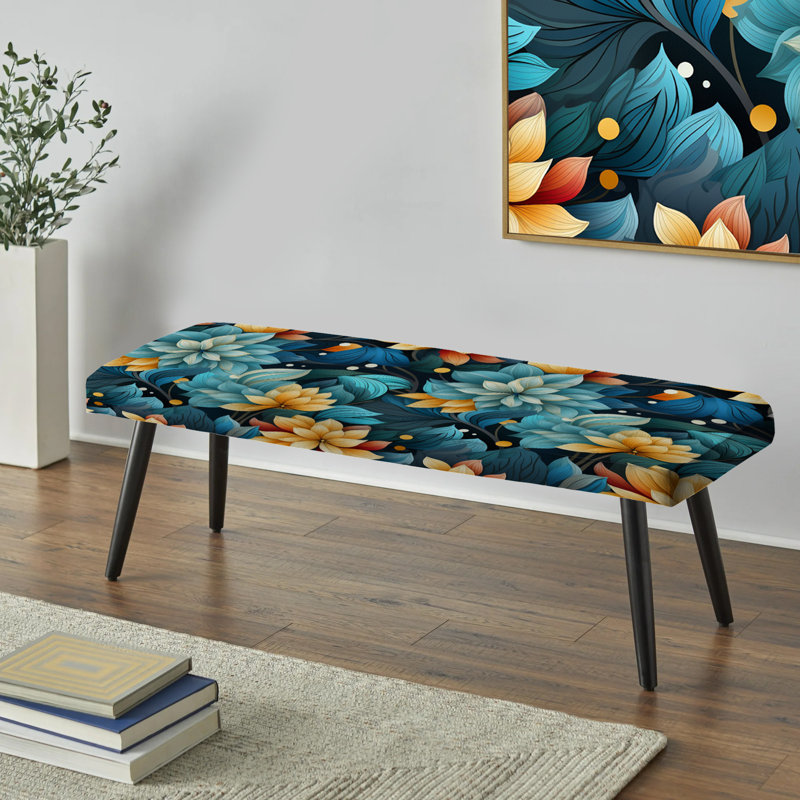 Nature Meditation - Banc rembourré floral noir