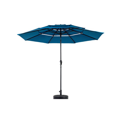 10ft 3 Tier Market Patio Umbrella with Auto-tilt and Aluminum Pole,Weather Resistant Outdoor Umbrella without Base