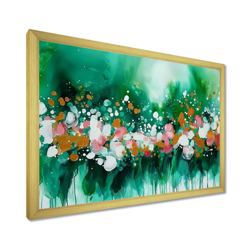 Art mural sur toile, "Mute Floral", H 12 po x l 20 po, Picture Framed, Doré