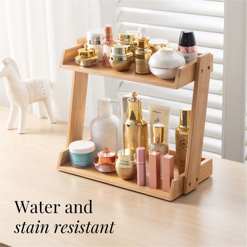Milanko Wood 2 Compartment Makeup Organiser