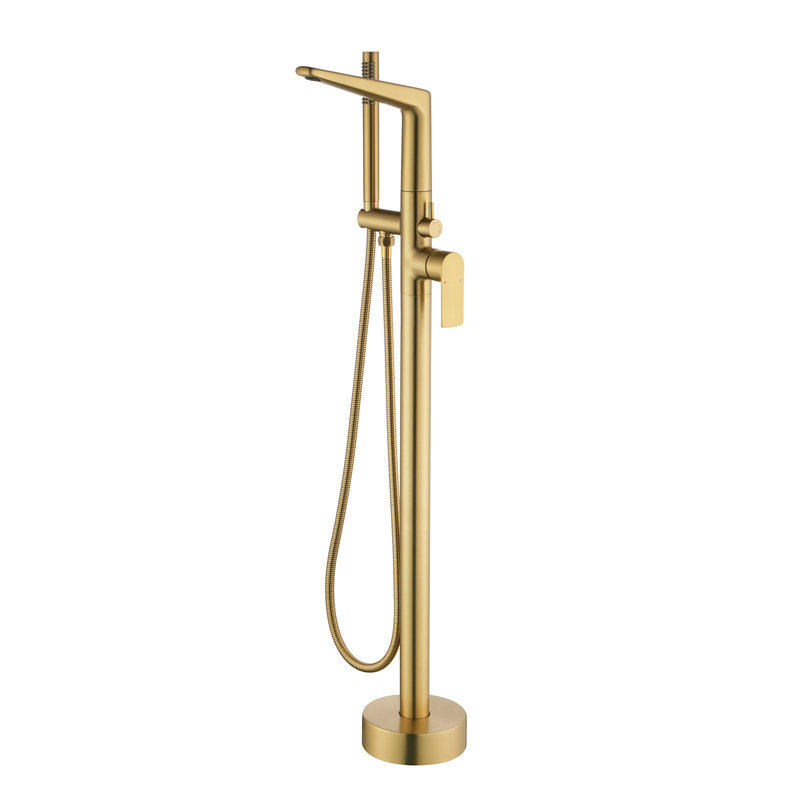 Waterfall Freestanding Bathtub Faucet Set Single Handle Floor Mount Tub Filler With Hand Free Standing Tub Faucet