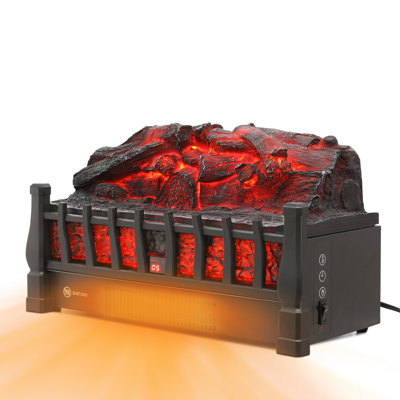 Elta 20" W 1500W Electric Fireplace Log Set Heater with Realistic Ember Bed, Remote Control, Adjustable Brightness, and Overheat Protection