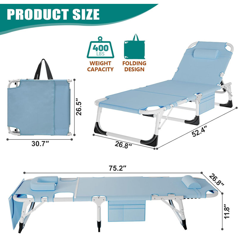 Chaise de bronzage pliante robuste et réglable