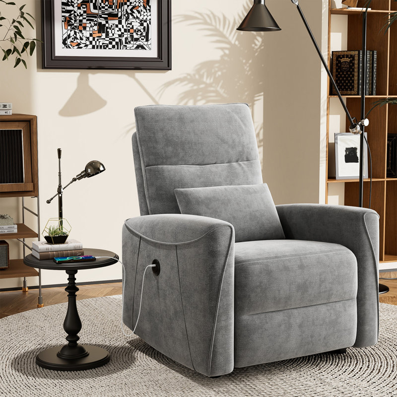 Malkit Chenille Upholstered Ergonomics Power Recliner, Gray