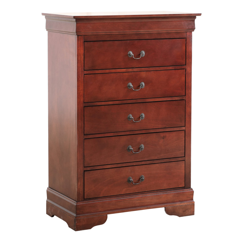 Commode de chambre à coucher traditionnelle - fini cerisier, quincaillerie en métal pour une utilisation à long terme, tiroirs stables, quincaillerie robuste G3100, panneau de particules
