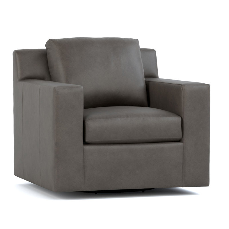 Keene Swivel Swivel Chair, Alameda Anthracite Genuine Leather