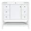 Meuble-lavabo de 36 po en blanc avec lavabo en bois massif et céramique, une armoire, trois tiroirs, finition peinte, autoportant, assemblage sous le comptoir requis, couleur blanche, abattant en peuplier / caoutchouc-1697374989