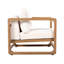 Chaise longue d'extérieur, fauteuil club en bois d'acacia, siège surdimensionné avec ensemble de coussins blancs