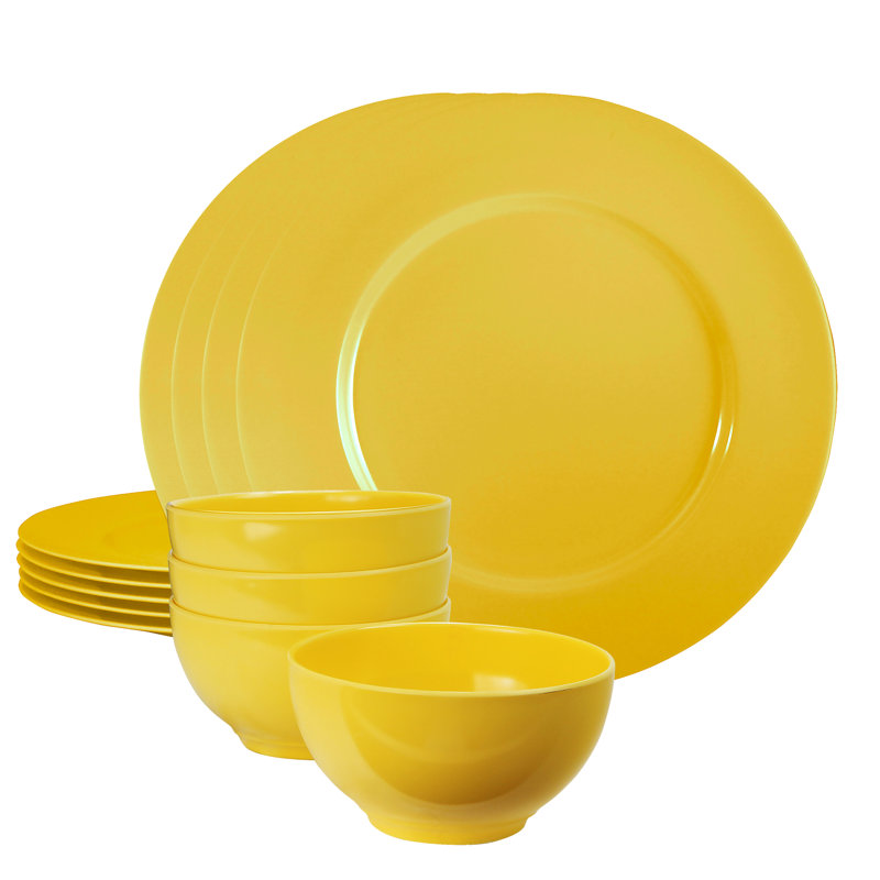 Services de vaisselle en mélamine, Jaune