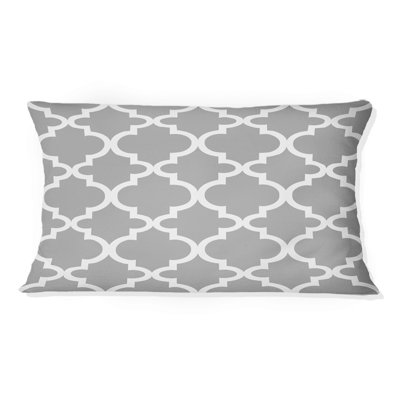 Grey White Quatrefoil - Modern Lumbar Pillow
