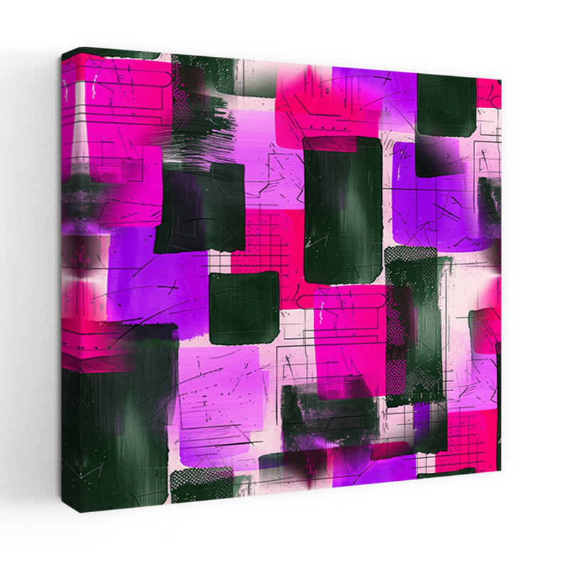 «Vibrant Abstract Shapes Abstract», audacieux et coloré, art mural violet, H 18 po x l 18 po