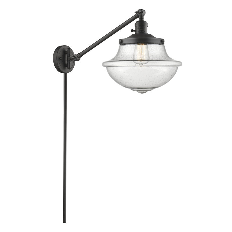 Theresa Plug-in Swing Arm Sconce, 60 Watt Vintage Incandescent Bulb, Seedy, Oil Rubbed Bronze