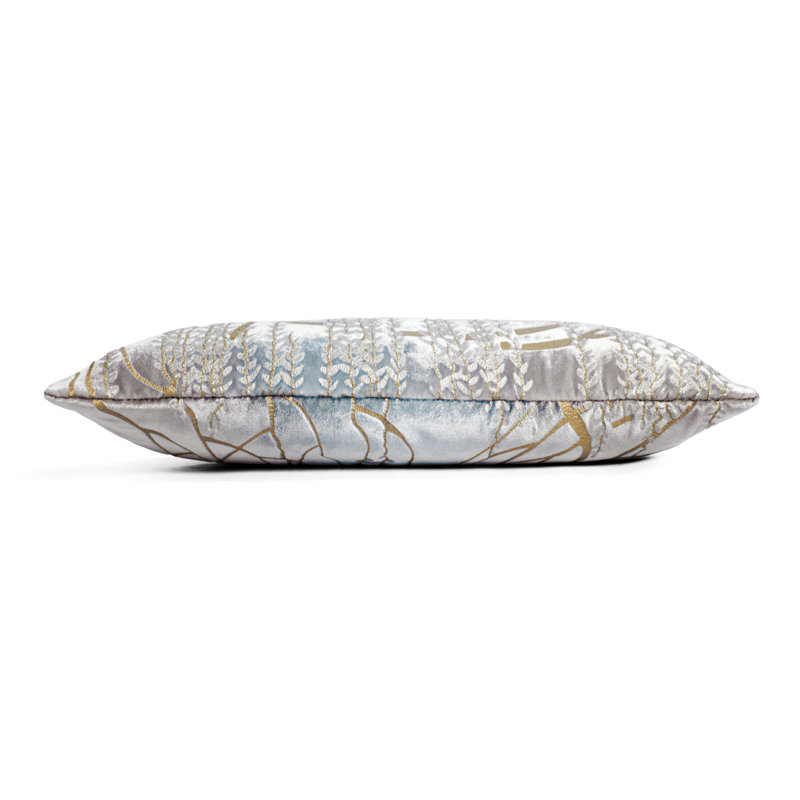 Metallic  Rectangular Velvet Pillow Cover & Insert, Robin's Egg, Rectangle 7"H x 15"W