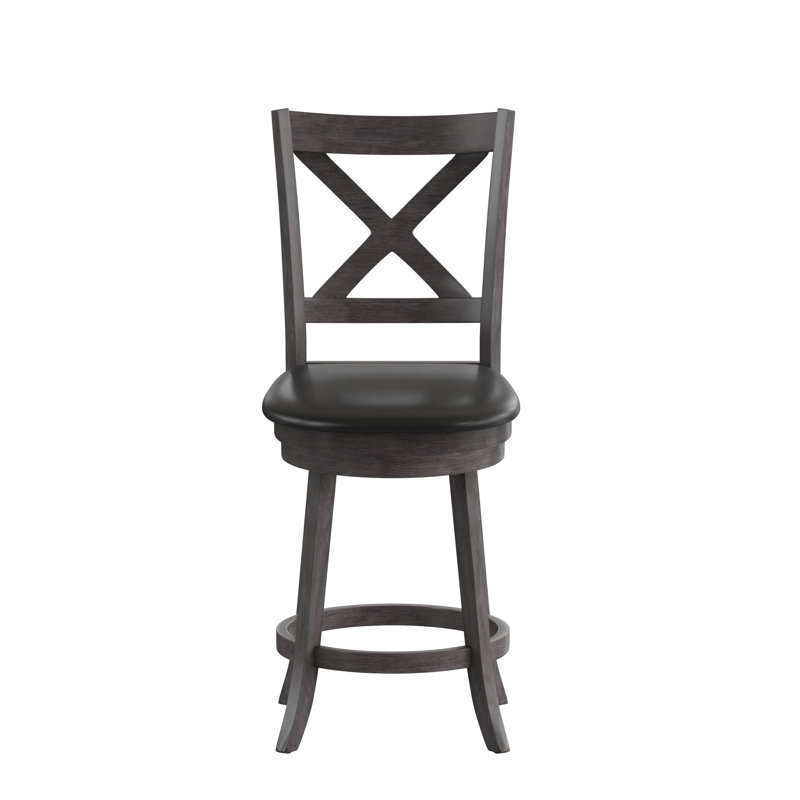 Tabouret de salle à manger Francis, Tabouret de comptoir (siège d'une hauteur de 25 p, Noyer gris délavé
