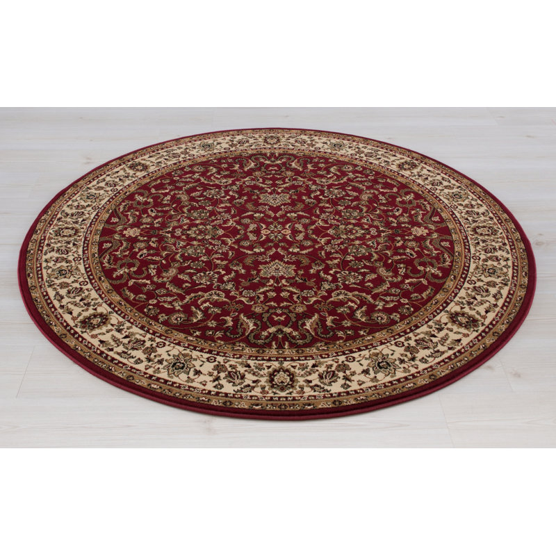 Izaiah Oriental Red/Gray/Ivory Area Rug, Round 5'3"