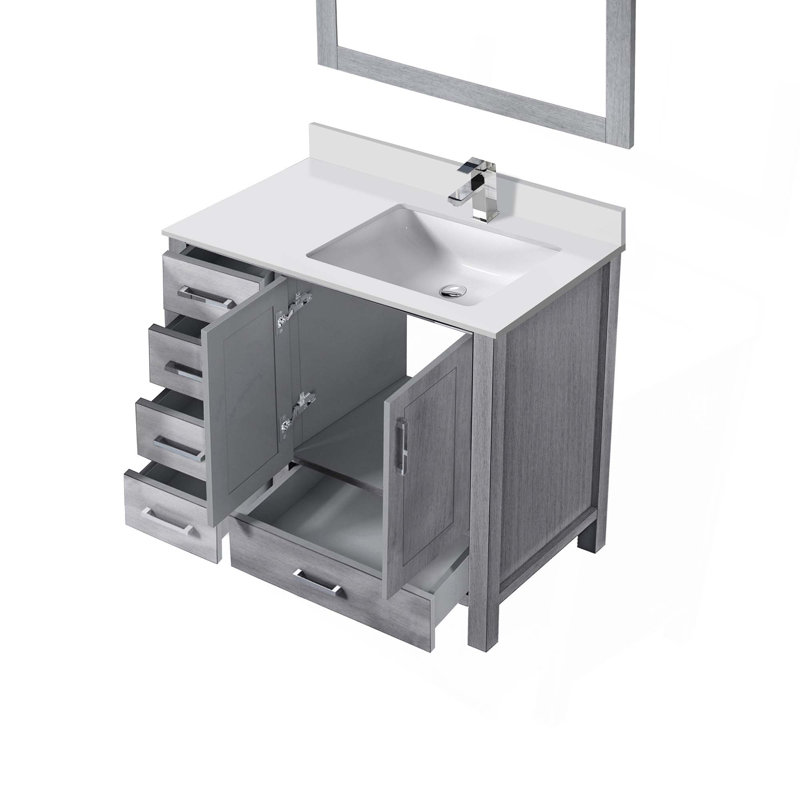 Bath Vanity,Faucet Set, and 34 in. Mirrors,Doors and Drawers, Grey