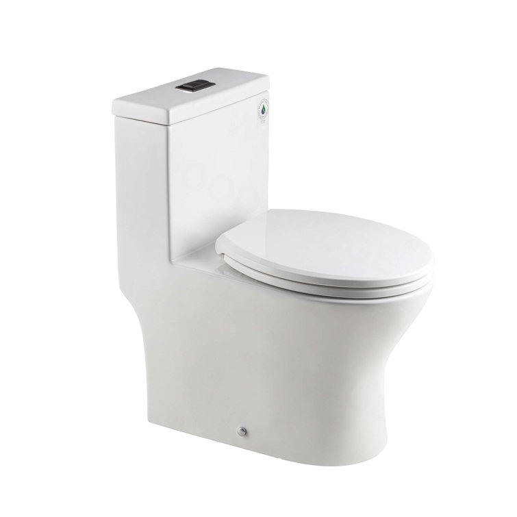 1.28 GPF Round Compact One Piece Dual-Flush Toilet with Soft-Closing Seat,MAP Flushing 1000G