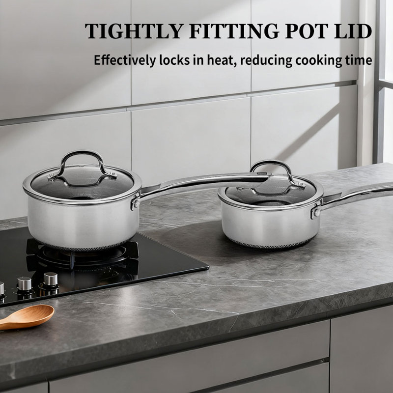 Ensemble de 10 casseroles antiadhésives en acier inoxydable avec casseroles et couvercles