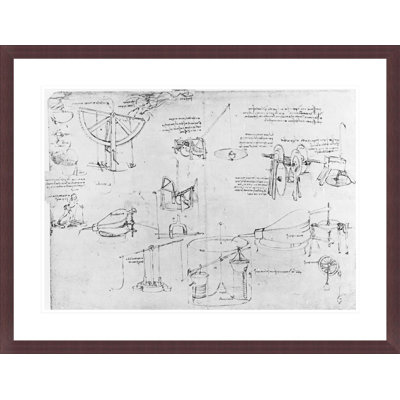 Fol. 7r from the Codex Atlanticus 1478-1518 (pen &amp; ink on paper) by Leonardo da Vinci -Framed Giclee Print