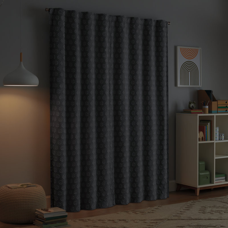 Gray 63" Polyester Blackout Nursery Curtain Panel