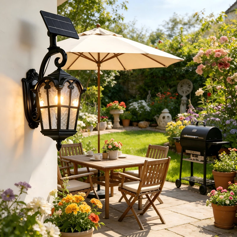 Solar Wall Lantern Outdoor, Clear Glass And Aluminum Lmb