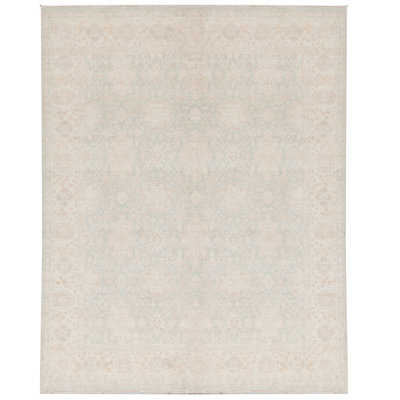 Tapis bleu clair et ivoire de haute qualité noué à la main Ziegler