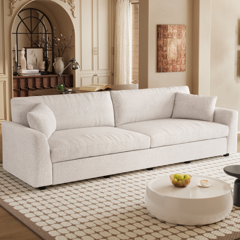 105" Polyester Loveseat Sofa,2 Seater Sofa With 2 Pillows,Sofa Couch,Modern Oversized Sofa For Living Room