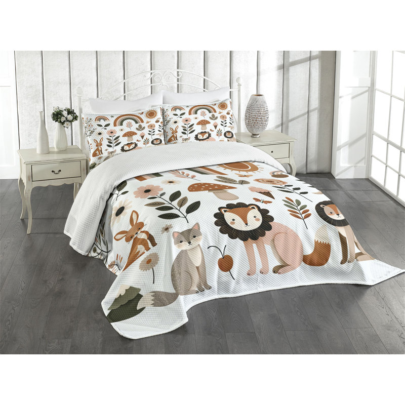 Ensemble de couvre-lit Ambesonne Woodland, Couvre-lit de très grande taille et 2 taies déco