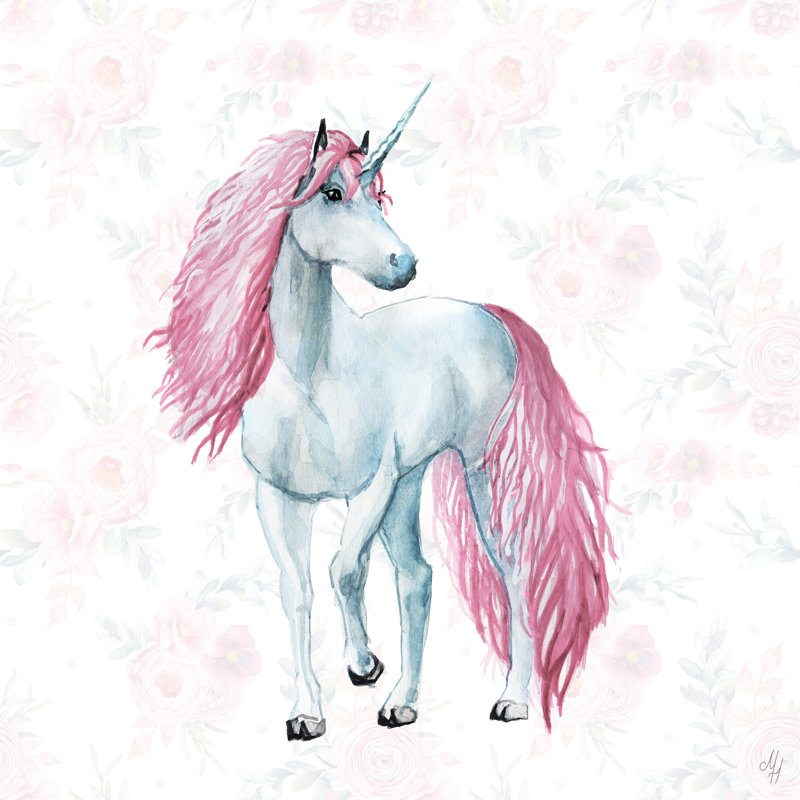 Croteau Croteau Feminine Unicorn - No Frame Print on Canvas, 81cm H x 81cm W x 3.81cm D