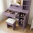 Modern Wood Vanity Desk And Stool Set with LED Lights-130040593