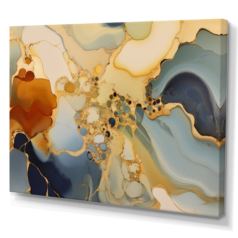 Art abstrait fluide brun de luxe II, Toile tendue, H 30 po x l 40 po x P 1,5 po