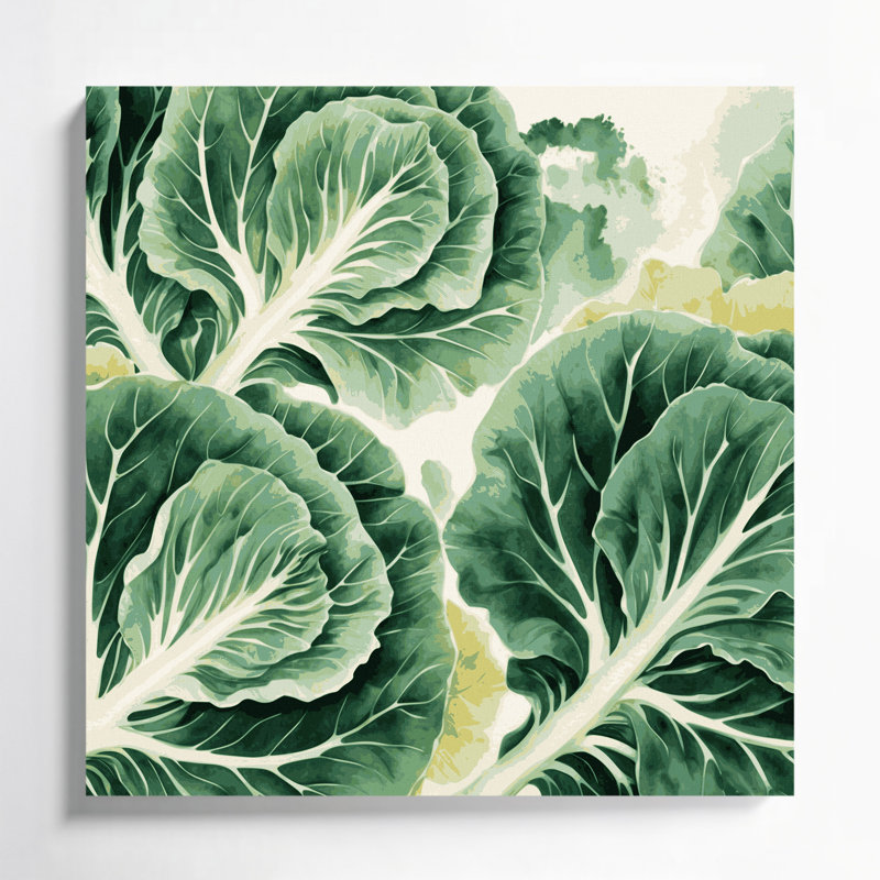 Légumes, chou chinois sur toile beige Napa, H 8 po x l 8 po
