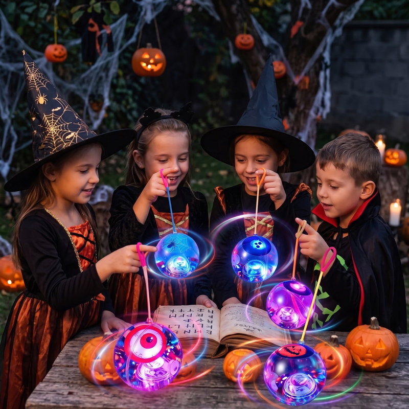 6 pièces de balles rebondissantes à DEL d'Halloween